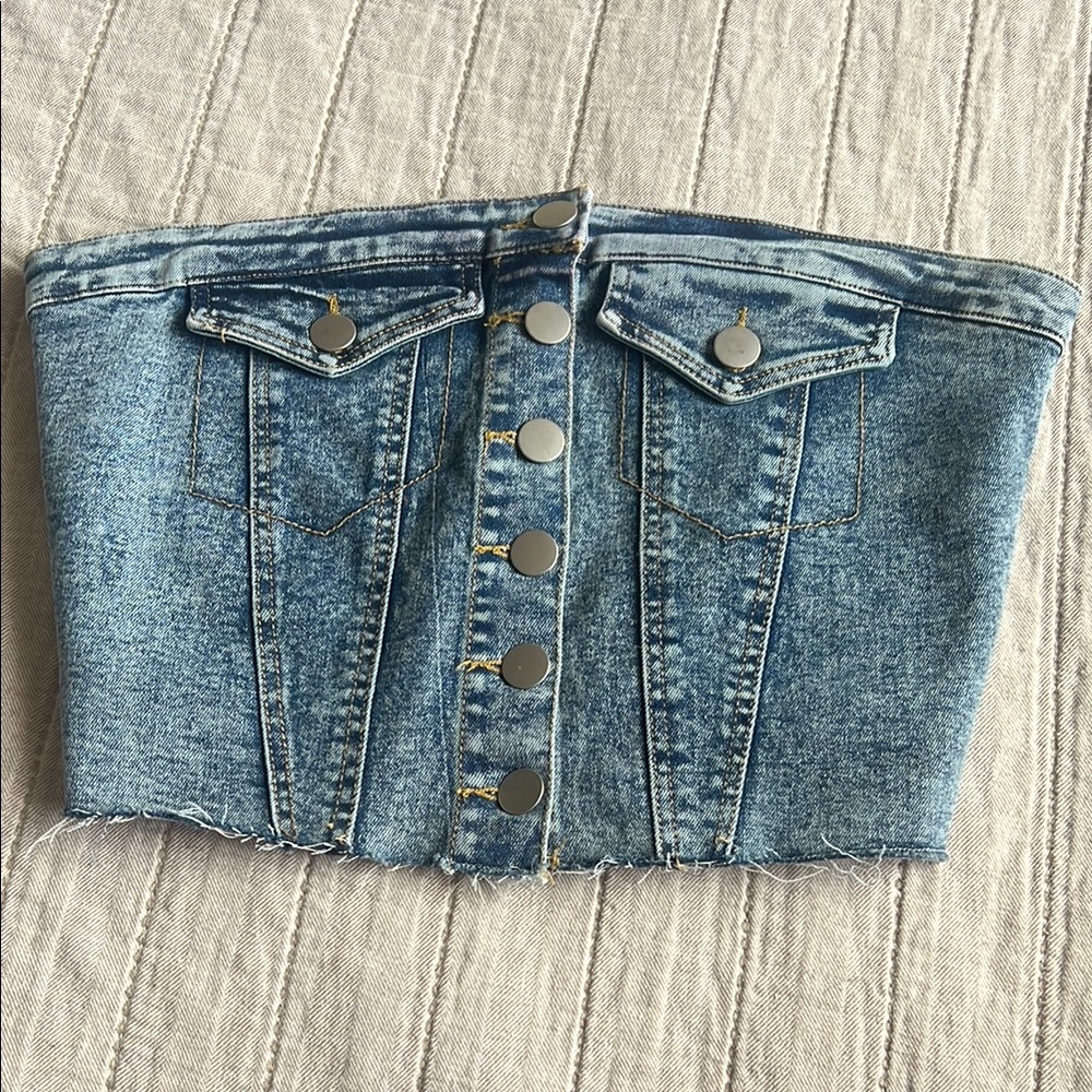 Women's Blue Denim Bustier Top